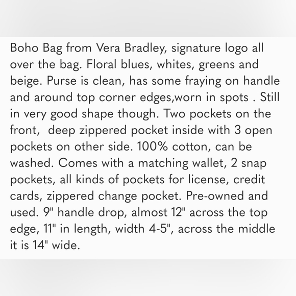 Vera Bradley Mod Floral Blue Hannah Quilted Handbag & Wallet - Picture 14 of 16